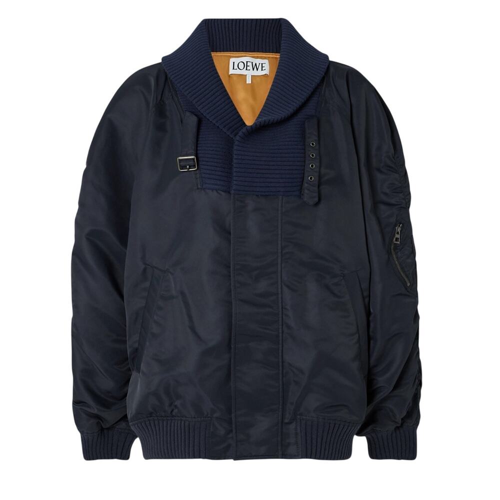 Loewe Oversized Navy Shell Bomber Jacket Size 36 EU / US 4